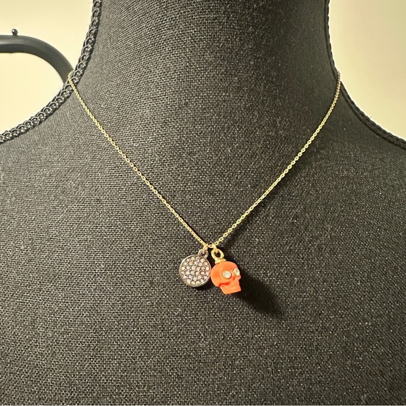 Juicy Couture Orange Skull Charm Gold Necklace - Picture 3 of 7